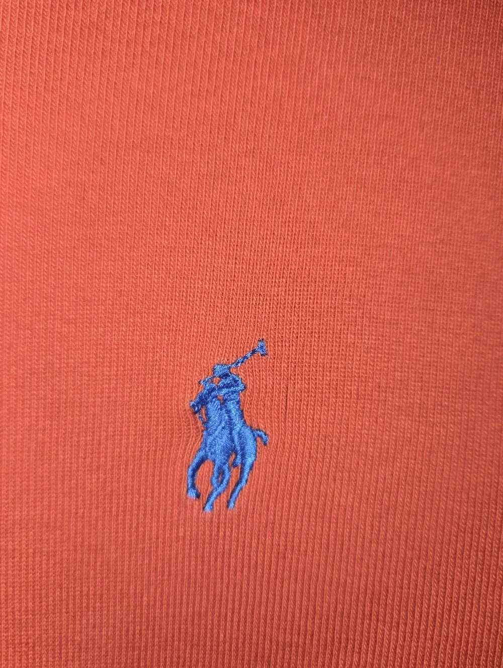 Vintage Ralph Lauren Sport Orange Ribbed Long Sleeve Shirt Blue Pony XL